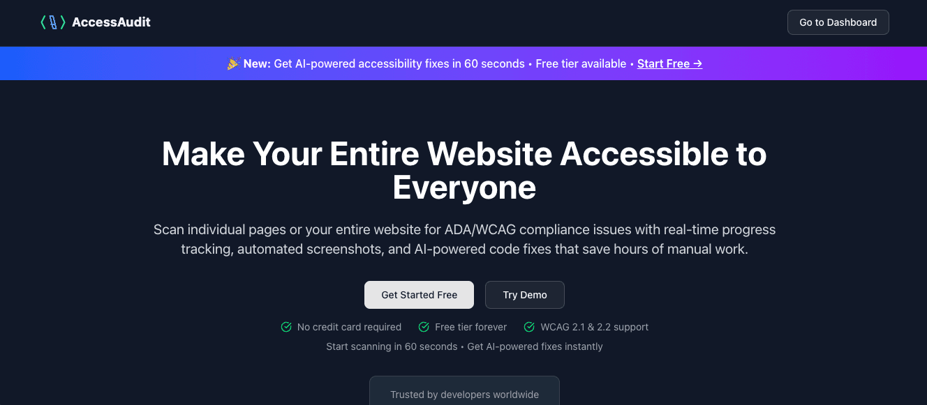 AccessAudit - Make Your Website Accessible with AI-Powered Testing image 1