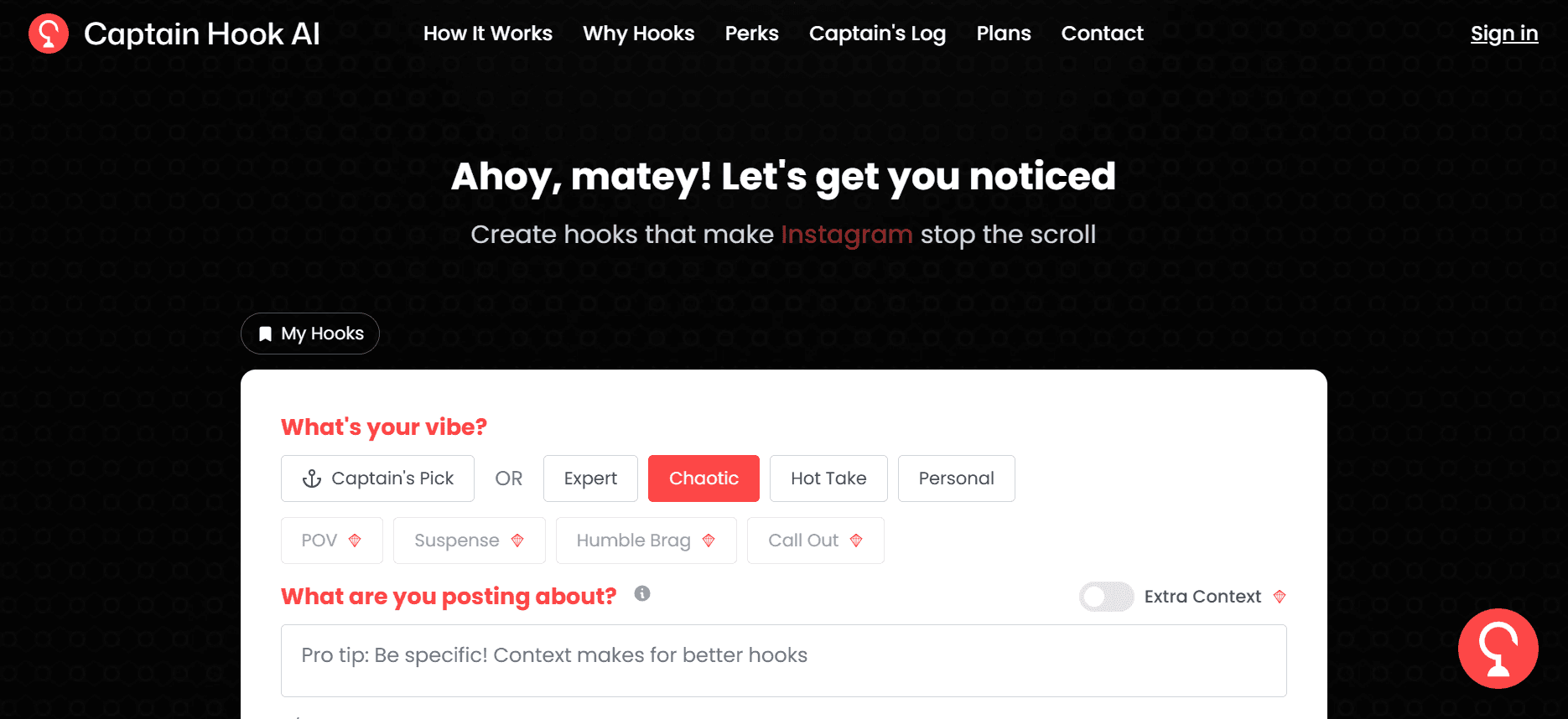 Captain Hook AI | Create Better Social Media Hooks, Reach More People image 1