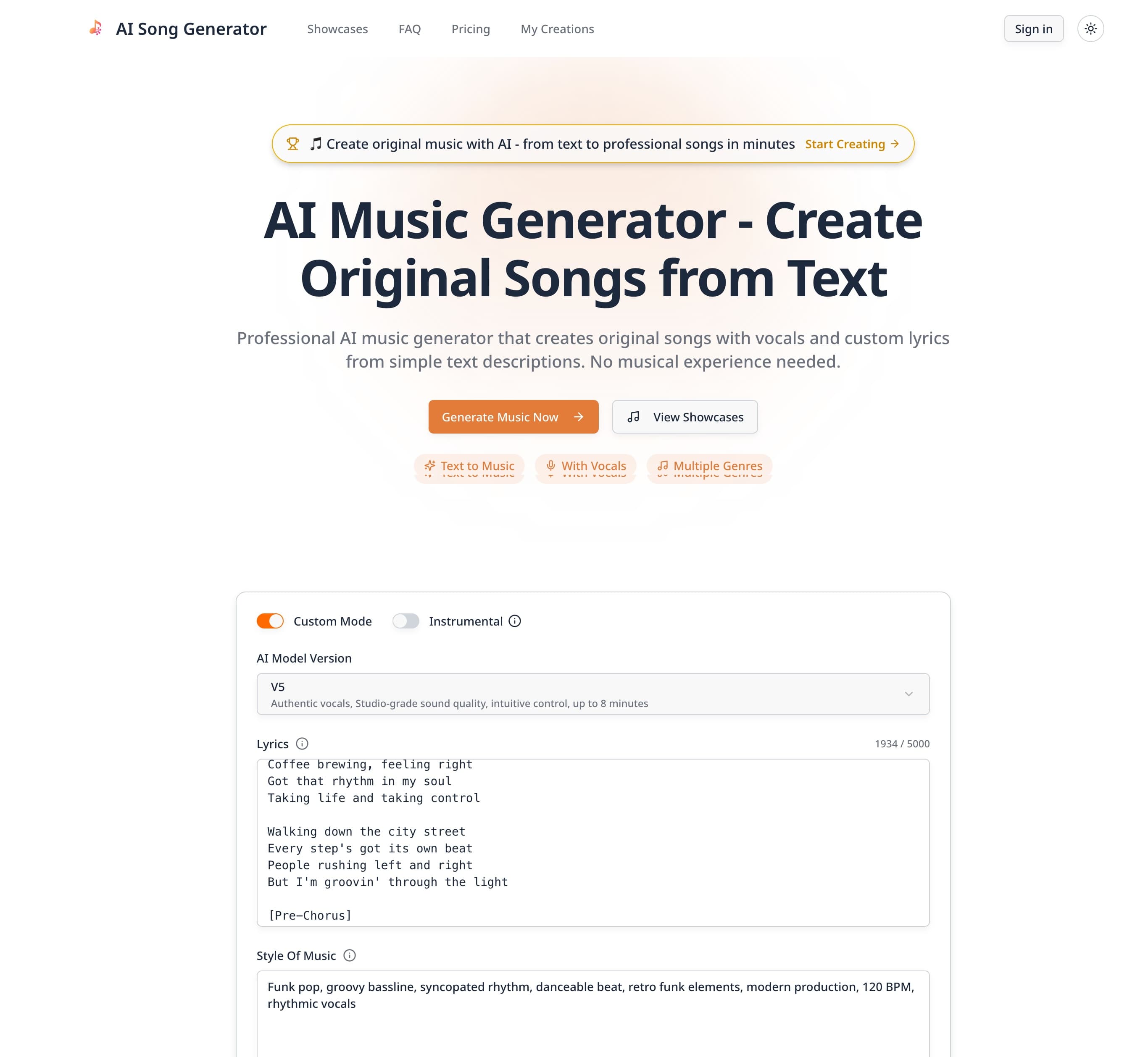 AI Music Generator | Create Songs from Text with AI image 1