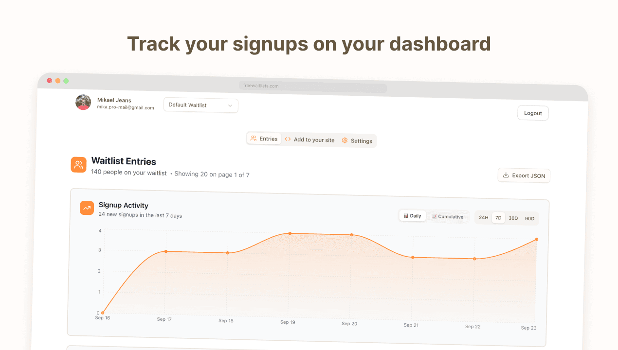 FreeWaitlists | Create a Waitlist in seconds, API or prebuilt page image 3